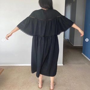 Custom Handmade Black Silk Linen Dress